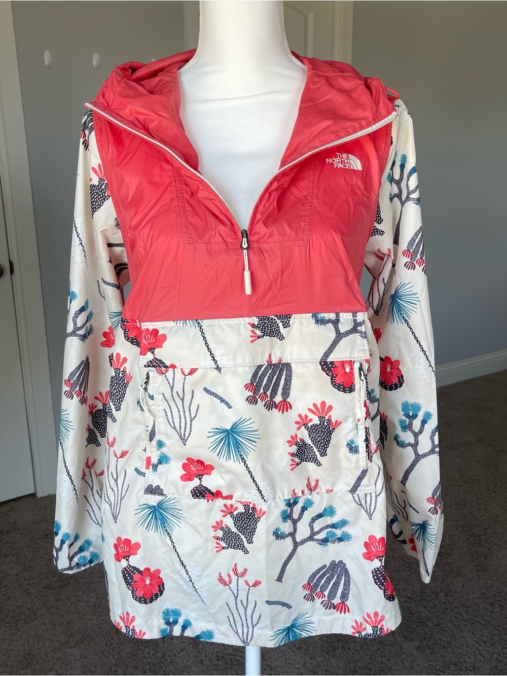 The North Face Coral Hooded Anorak with Blue & Coral Floral Print
